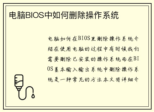 电脑BIOS中如何删除操作系统