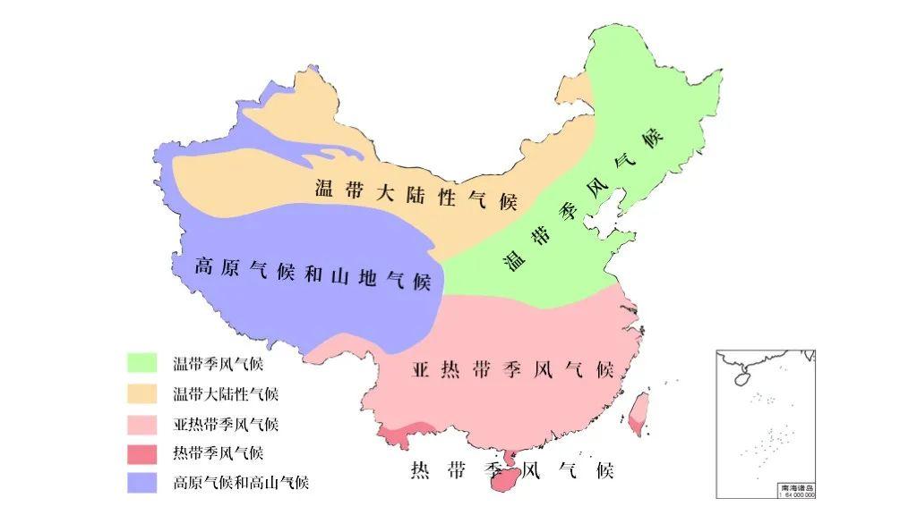 中国各地气候类型地图